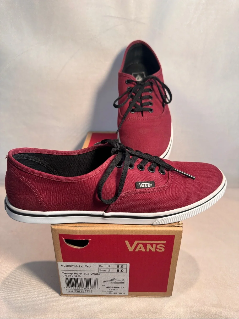 Vans Authentic Lo Pro Canvas Sneakers - Burgundy with Black Laces